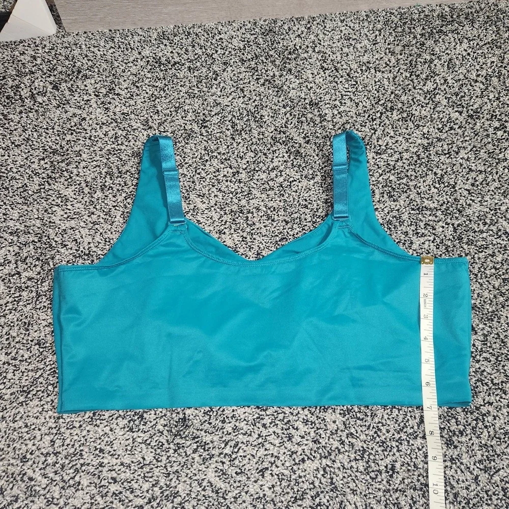 Ruby Ribbon Blue Green Teal Lace Bra Size 48 Wireless Adjustable Straps Seamless